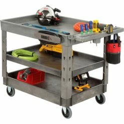 Global Industrial™ Deep Tray Shelf for Utility Cart, 44"L x 25-1/2"W x 2-3/4"H, Gray -Utility Carts Elegant store 800304 03
