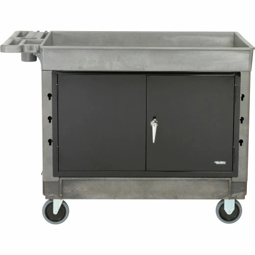Global Industrial Utility Cart w/2 Tray Shelves & 5" Casters, 44"L x 25-1/2"W x 32-1/2"H 2 Global Industrial Utility Cart w/2 Tray Shelves & 5" Casters, 44"L x 25-1/2"W x 32-1/2"H - Image 2
