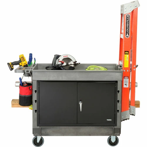 Global Industrial Utility Cart w/2 Tray Shelves & 5" Casters, 44"L x 25-1/2"W x 32-1/2"H 8 Global Industrial Utility Cart w/2 Tray Shelves & 5" Casters, 44"L x 25-1/2"W x 32-1/2"H - Image 8