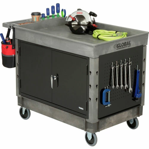 Global Industrial Utility Cart w/2 Tray Shelves & 5" Casters, 44"L x 25-1/2"W x 32-1/2"H 16 Global Industrial Utility Cart w/2 Tray Shelves & 5" Casters, 44"L x 25-1/2"W x 32-1/2"H - Image 16