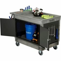 Global Industrial Utility Cart w/2 Tray Shelves & 5" Casters, 44"L x 25-1/2"W x 32-1/2"H 60 Global Industrial Utility Cart w/2 Tray Shelves & 5" Casters, 44"L x 25-1/2"W x 32-1/2"H -Utility Carts Elegant store 800305 16