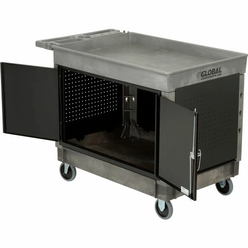 Global Industrial Utility Cart w/2 Tray Shelves & 5" Casters, 44"L x 25-1/2"W x 32-1/2"H 18 Global Industrial Utility Cart w/2 Tray Shelves & 5" Casters, 44"L x 25-1/2"W x 32-1/2"H - Image 18