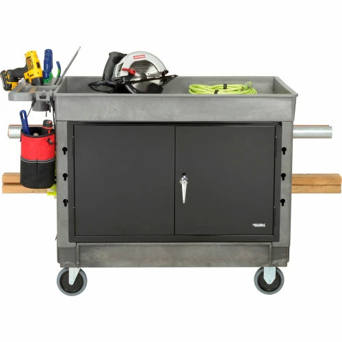 Global Industrial Utility Cart w/2 Tray Shelves & 5" Casters, 44"L x 25-1/2"W x 32-1/2"H 23 Global Industrial Utility Cart w/2 Tray Shelves & 5" Casters, 44"L x 25-1/2"W x 32-1/2"H - Image 23