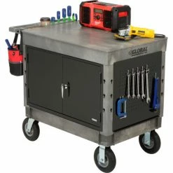 Global Industrial™ Utility Cart w/2 Shelves & 8" Casters, 44"L x 25-1/2"W x 32-1/2"H, Gray -Utility Carts Elegant store 800327 09