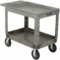Global Industrial™ Tray Top Utility Cart w/2 Shelves, 44"L x 25-1/2"W x 35-1/2"H, Gray