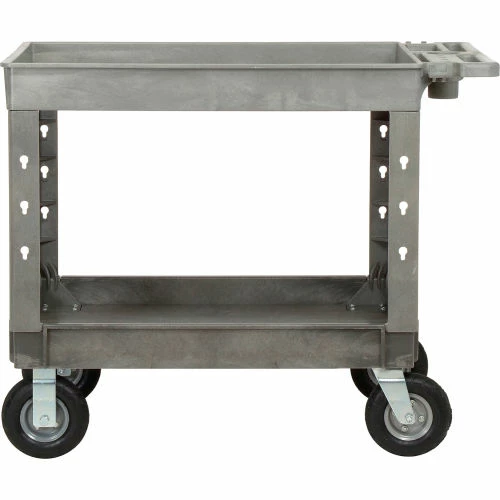 Global Industrial Tray Top Utility Cart w/2 Shelves, 44"L x 25-1/2"W x 35-1/2"H, Gray 2 Global Industrial Tray Top Utility Cart w/2 Shelves, 44"L x 25-1/2"W x 35-1/2"H, Gray - Image 2