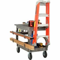 Global Industrial Tray Top Utility Cart w/2 Shelves, 44"L x 25-1/2"W x 35-1/2"H, Gray 49 Global Industrial Tray Top Utility Cart w/2 Shelves, 44"L x 25-1/2"W x 35-1/2"H, Gray -Utility Carts Elegant store 800328 04