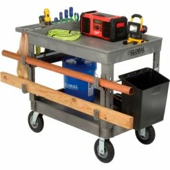 Global Industrial Tray Top Utility Cart w/2 Shelves, 44"L x 25-1/2"W x 35-1/2"H, Gray 52 Global Industrial Tray Top Utility Cart w/2 Shelves, 44"L x 25-1/2"W x 35-1/2"H, Gray -Utility Carts Elegant store 800328 07