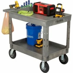 Global Industrial Tray Top Utility Cart w/2 Shelves, 44"L x 25-1/2"W x 35-1/2"H, Gray 56 Global Industrial Tray Top Utility Cart w/2 Shelves, 44"L x 25-1/2"W x 35-1/2"H, Gray -Utility Carts Elegant store 800328 11
