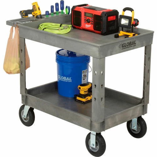 Global Industrial Tray Top Utility Cart w/2 Shelves, 44"L x 25-1/2"W x 35-1/2"H, Gray 12 Global Industrial Tray Top Utility Cart w/2 Shelves, 44"L x 25-1/2"W x 35-1/2"H, Gray - Image 12