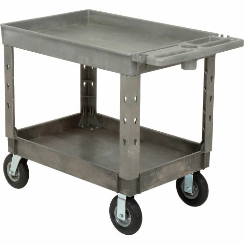 Global Industrial Tray Top Utility Cart w/2 Shelves, 44"L x 25-1/2"W x 35-1/2"H, Gray 16 Global Industrial Tray Top Utility Cart w/2 Shelves, 44"L x 25-1/2"W x 35-1/2"H, Gray - Image 16