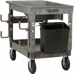 Global Industrial Tray Top Utility Cart w/2 Shelves, 44"L x 25-1/2"W x 35-1/2"H, Gray 61 Global Industrial Tray Top Utility Cart w/2 Shelves, 44"L x 25-1/2"W x 35-1/2"H, Gray -Utility Carts Elegant store 800328 16