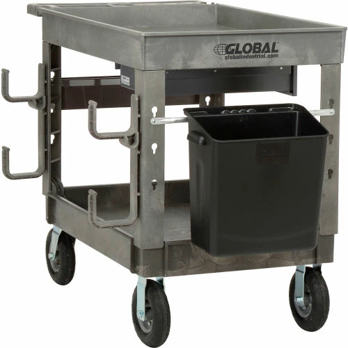 Global Industrial Tray Top Utility Cart w/2 Shelves, 44"L x 25-1/2"W x 35-1/2"H, Gray 17 Global Industrial Tray Top Utility Cart w/2 Shelves, 44"L x 25-1/2"W x 35-1/2"H, Gray - Image 17