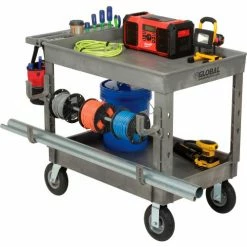 Global Industrial Tray Top Utility Cart w/2 Shelves, 44"L x 25-1/2"W x 35-1/2"H, Gray 64 Global Industrial Tray Top Utility Cart w/2 Shelves, 44"L x 25-1/2"W x 35-1/2"H, Gray -Utility Carts Elegant store 800328 19