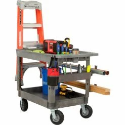 Global Industrial Tray Top Utility Cart w/2 Shelves, 44"L x 25-1/2"W x 35-1/2"H, Gray 66 Global Industrial Tray Top Utility Cart w/2 Shelves, 44"L x 25-1/2"W x 35-1/2"H, Gray -Utility Carts Elegant store 800328 21