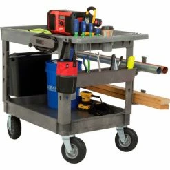 Global Industrial Tray Top Utility Cart w/2 Shelves, 44"L x 25-1/2"W x 35-1/2"H, Gray 67 Global Industrial Tray Top Utility Cart w/2 Shelves, 44"L x 25-1/2"W x 35-1/2"H, Gray -Utility Carts Elegant store 800328 22