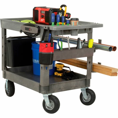 Global Industrial Tray Top Utility Cart w/2 Shelves, 44"L x 25-1/2"W x 35-1/2"H, Gray 23 Global Industrial Tray Top Utility Cart w/2 Shelves, 44"L x 25-1/2"W x 35-1/2"H, Gray - Image 23