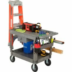 Global Industrial Tray Top Utility Cart w/2 Shelves, 44"L x 25-1/2"W x 35-1/2"H, Gray 68 Global Industrial Tray Top Utility Cart w/2 Shelves, 44"L x 25-1/2"W x 35-1/2"H, Gray -Utility Carts Elegant store 800328 23