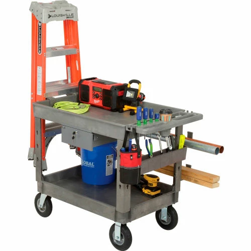 Global Industrial Tray Top Utility Cart w/2 Shelves, 44"L x 25-1/2"W x 35-1/2"H, Gray 24 Global Industrial Tray Top Utility Cart w/2 Shelves, 44"L x 25-1/2"W x 35-1/2"H, Gray - Image 24