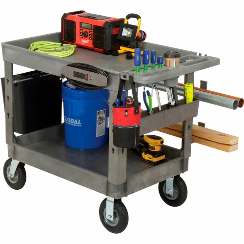 Global Industrial Tray Top Utility Cart w/2 Shelves, 44"L x 25-1/2"W x 35-1/2"H, Gray 25 Global Industrial Tray Top Utility Cart w/2 Shelves, 44"L x 25-1/2"W x 35-1/2"H, Gray - Image 25