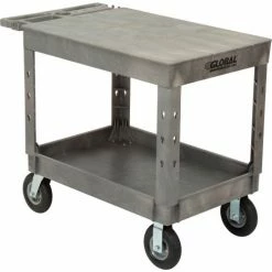 Global Industrial™ Flat Top Utility Cart w/2 Shelves, 44"L x 25-1/2"W x 35-1/2"H, Gray