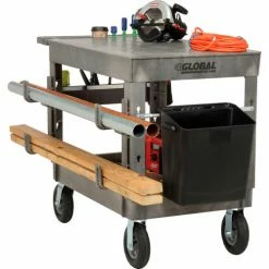 Global Industrial™ Flat Top Utility Cart w/2 Shelves, 44"L x 25-1/2"W x 35-1/2"H, Gray -Utility Carts Elegant store 800329 03