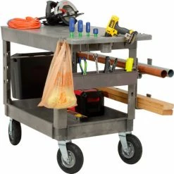 Global Industrial™ Flat Top Utility Cart w/2 Shelves, 44"L x 25-1/2"W x 35-1/2"H, Gray -Utility Carts Elegant store 800329 04