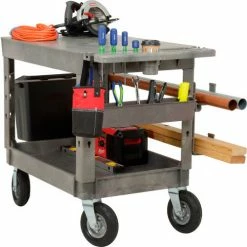 Global Industrial™ Flat Top Utility Cart w/2 Shelves, 44"L x 25-1/2"W x 35-1/2"H, Gray -Utility Carts Elegant store 800329 05