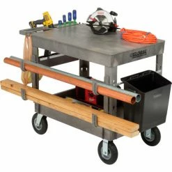 Global Industrial™ Flat Top Utility Cart w/2 Shelves, 44"L x 25-1/2"W x 35-1/2"H, Gray -Utility Carts Elegant store 800329 06