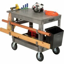 Global Industrial™ Flat Top Utility Cart w/2 Shelves, 44"L x 25-1/2"W x 35-1/2"H, Gray -Utility Carts Elegant store 800329 07