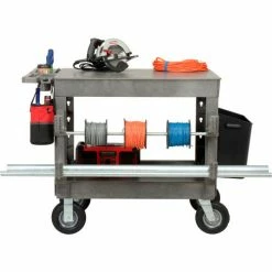 Global Industrial™ Flat Top Utility Cart w/2 Shelves, 44"L x 25-1/2"W x 35-1/2"H, Gray -Utility Carts Elegant store 800329 08