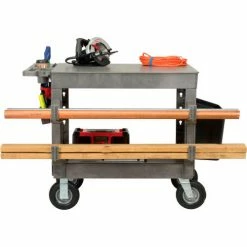 Global Industrial™ Flat Top Utility Cart w/2 Shelves, 44"L x 25-1/2"W x 35-1/2"H, Gray -Utility Carts Elegant store 800329 09