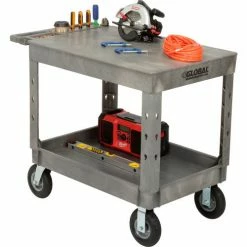 Global Industrial™ Flat Top Utility Cart w/2 Shelves, 44"L x 25-1/2"W x 35-1/2"H, Gray -Utility Carts Elegant store 800329 10