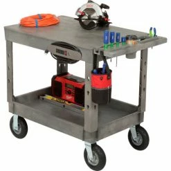 Global Industrial™ Flat Top Utility Cart w/2 Shelves, 44"L x 25-1/2"W x 35-1/2"H, Gray -Utility Carts Elegant store 800329 11