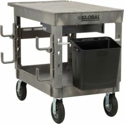 Global Industrial™ Flat Top Utility Cart w/2 Shelves, 44"L x 25-1/2"W x 35-1/2"H, Gray -Utility Carts Elegant store 800329 16
