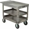 Global Industrial Tray Top Utility Cart w/3 Shelves, 44"L x 25-1/2"W x 35-1/2"H, Gray