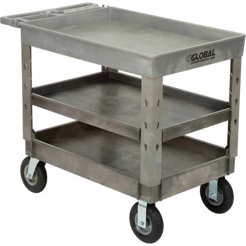 Global Industrial Tray Top Utility Cart w/3 Shelves, 44"L x 25-1/2"W x 35-1/2"H, Gray 1 Global Industrial Tray Top Utility Cart w/3 Shelves, 44"L x 25-1/2"W x 35-1/2"H, Gray
