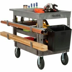 Global Industrial Tray Top Utility Cart w/3 Shelves, 44"L x 25-1/2"W x 35-1/2"H, Gray 48 Global Industrial Tray Top Utility Cart w/3 Shelves, 44"L x 25-1/2"W x 35-1/2"H, Gray -Utility Carts Elegant store 800330 03