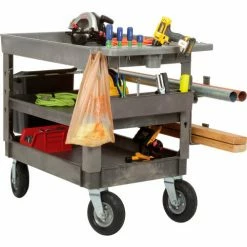 Global Industrial Tray Top Utility Cart w/3 Shelves, 44"L x 25-1/2"W x 35-1/2"H, Gray 50 Global Industrial Tray Top Utility Cart w/3 Shelves, 44"L x 25-1/2"W x 35-1/2"H, Gray -Utility Carts Elegant store 800330 05