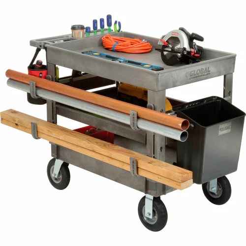 Global Industrial Tray Top Utility Cart w/3 Shelves, 44"L x 25-1/2"W x 35-1/2"H, Gray 7 Global Industrial Tray Top Utility Cart w/3 Shelves, 44"L x 25-1/2"W x 35-1/2"H, Gray - Image 7