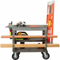 Global Industrial Tray Top Utility Cart w/3 Shelves, 44"L x 25-1/2"W x 35-1/2"H, Gray 54 Global Industrial Tray Top Utility Cart w/3 Shelves, 44"L x 25-1/2"W x 35-1/2"H, Gray -Utility Carts Elegant store 800330 09