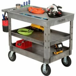 Global Industrial Tray Top Utility Cart w/3 Shelves, 44"L x 25-1/2"W x 35-1/2"H, Gray 55 Global Industrial Tray Top Utility Cart w/3 Shelves, 44"L x 25-1/2"W x 35-1/2"H, Gray -Utility Carts Elegant store 800330 10