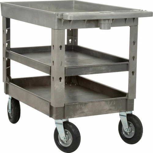 Global Industrial Tray Top Utility Cart w/3 Shelves, 44"L x 25-1/2"W x 35-1/2"H, Gray 14 Global Industrial Tray Top Utility Cart w/3 Shelves, 44"L x 25-1/2"W x 35-1/2"H, Gray - Image 14