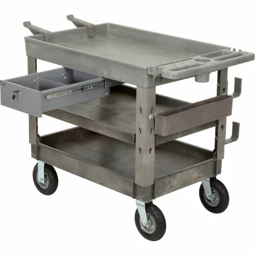 Global Industrial Tray Top Utility Cart w/3 Shelves, 44"L x 25-1/2"W x 35-1/2"H, Gray 19 Global Industrial Tray Top Utility Cart w/3 Shelves, 44"L x 25-1/2"W x 35-1/2"H, Gray - Image 19