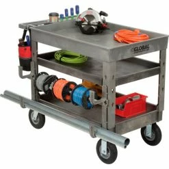 Global Industrial Tray Top Utility Cart w/3 Shelves, 44"L x 25-1/2"W x 35-1/2"H, Gray 64 Global Industrial Tray Top Utility Cart w/3 Shelves, 44"L x 25-1/2"W x 35-1/2"H, Gray -Utility Carts Elegant store 800330 19
