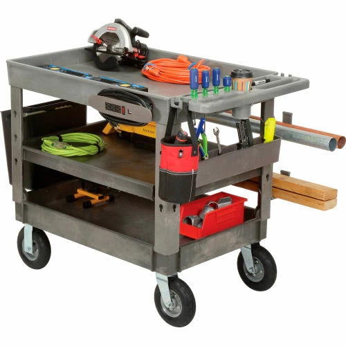 Global Industrial Tray Top Utility Cart w/3 Shelves, 44"L x 25-1/2"W x 35-1/2"H, Gray 26 Global Industrial Tray Top Utility Cart w/3 Shelves, 44"L x 25-1/2"W x 35-1/2"H, Gray - Image 26