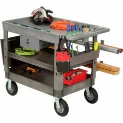 Global Industrial Tray Top Utility Cart w/3 Shelves, 44"L x 25-1/2"W x 35-1/2"H, Gray 71 Global Industrial Tray Top Utility Cart w/3 Shelves, 44"L x 25-1/2"W x 35-1/2"H, Gray -Utility Carts Elegant store 800330 26