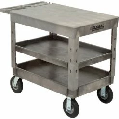 Global Industrial™ Flat Top Utility Cart w/3 Shelves, 44"L x 25-1/2"W x 35-1/2"H, Gray