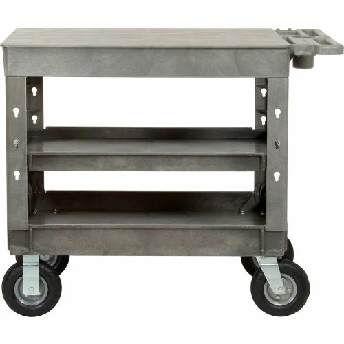Global Industrial Flat Top Utility Cart w/3 Shelves, 44"L x 25-1/2"W x 35-1/2"H, Gray 2 Global Industrial Flat Top Utility Cart w/3 Shelves, 44"L x 25-1/2"W x 35-1/2"H, Gray - Image 2