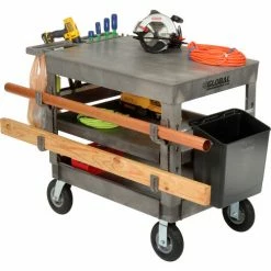 Global Industrial Flat Top Utility Cart w/3 Shelves, 44"L x 25-1/2"W x 35-1/2"H, Gray 42 Global Industrial Flat Top Utility Cart w/3 Shelves, 44"L x 25-1/2"W x 35-1/2"H, Gray -Utility Carts Elegant store 800331 05